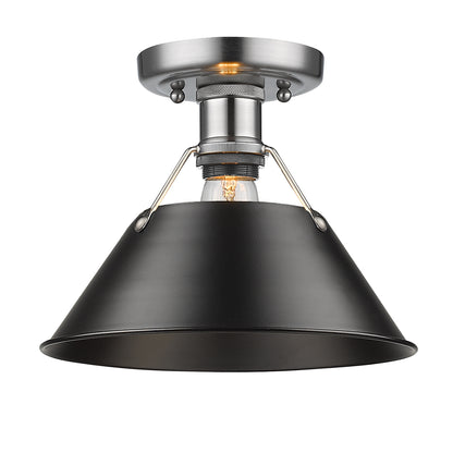 Orwell 1-Light Flush Mount in Pewter with Matte Black - Pewter / Matte Black / Black - Golden Lighting