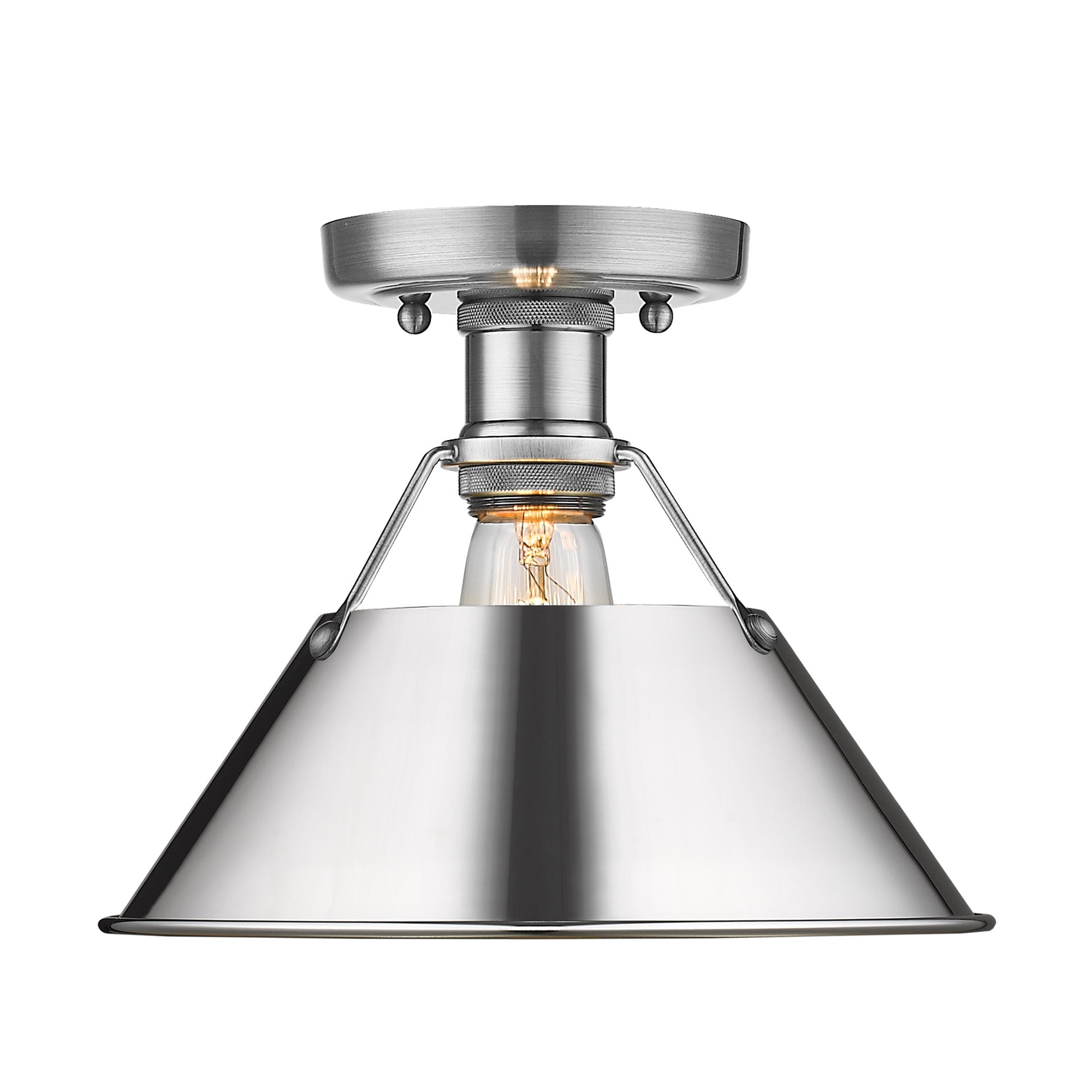 Orwell 1-Light Flush Mount in Pewter with Chrome - - Golden Lighting