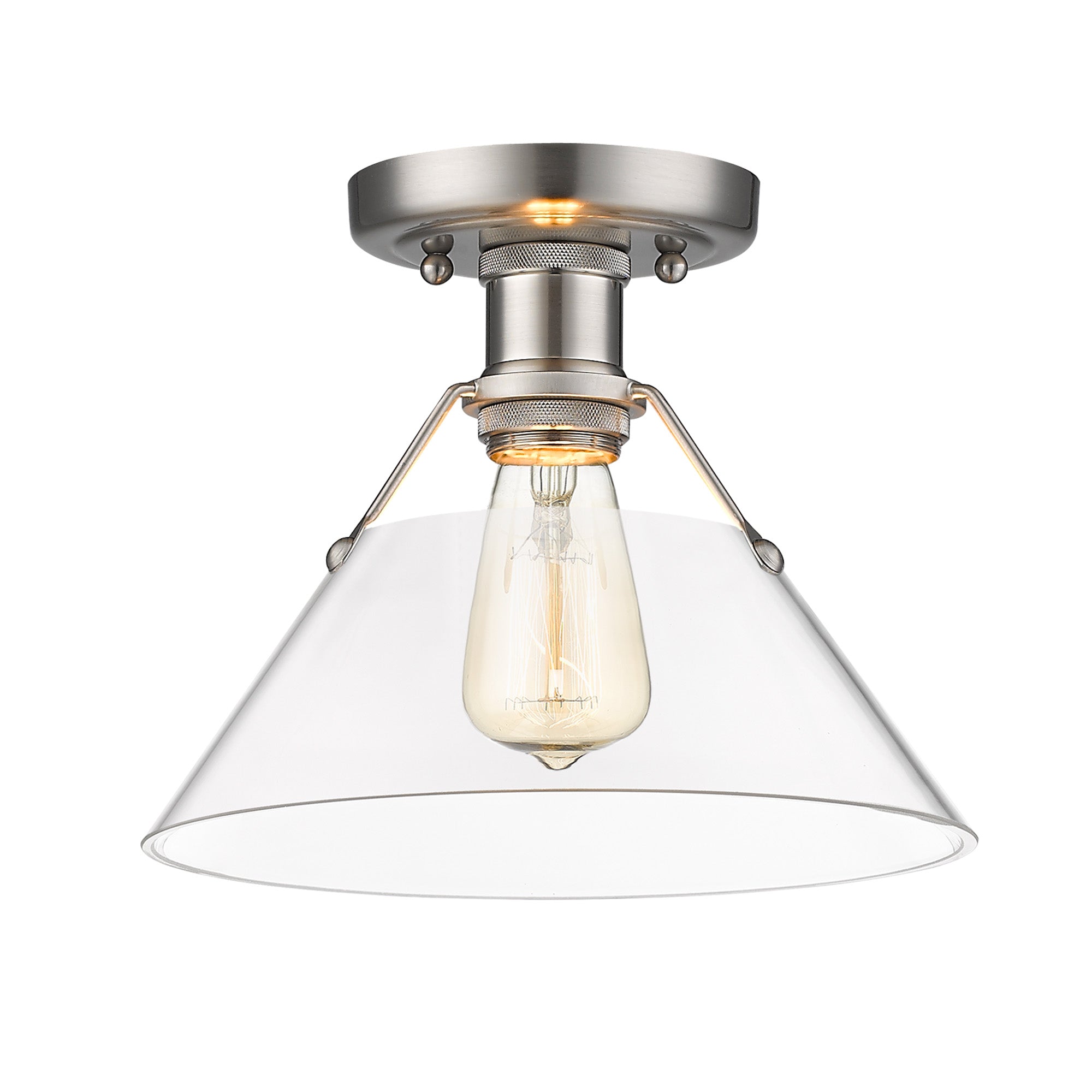 Orwell 1-Light Flush Mount in Pewter with Clear Glass - Default Title - Golden Lighting