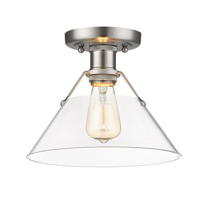 Orwell 1-Light Flush Mount in Pewter with Clear Glass - Default Title - Golden Lighting