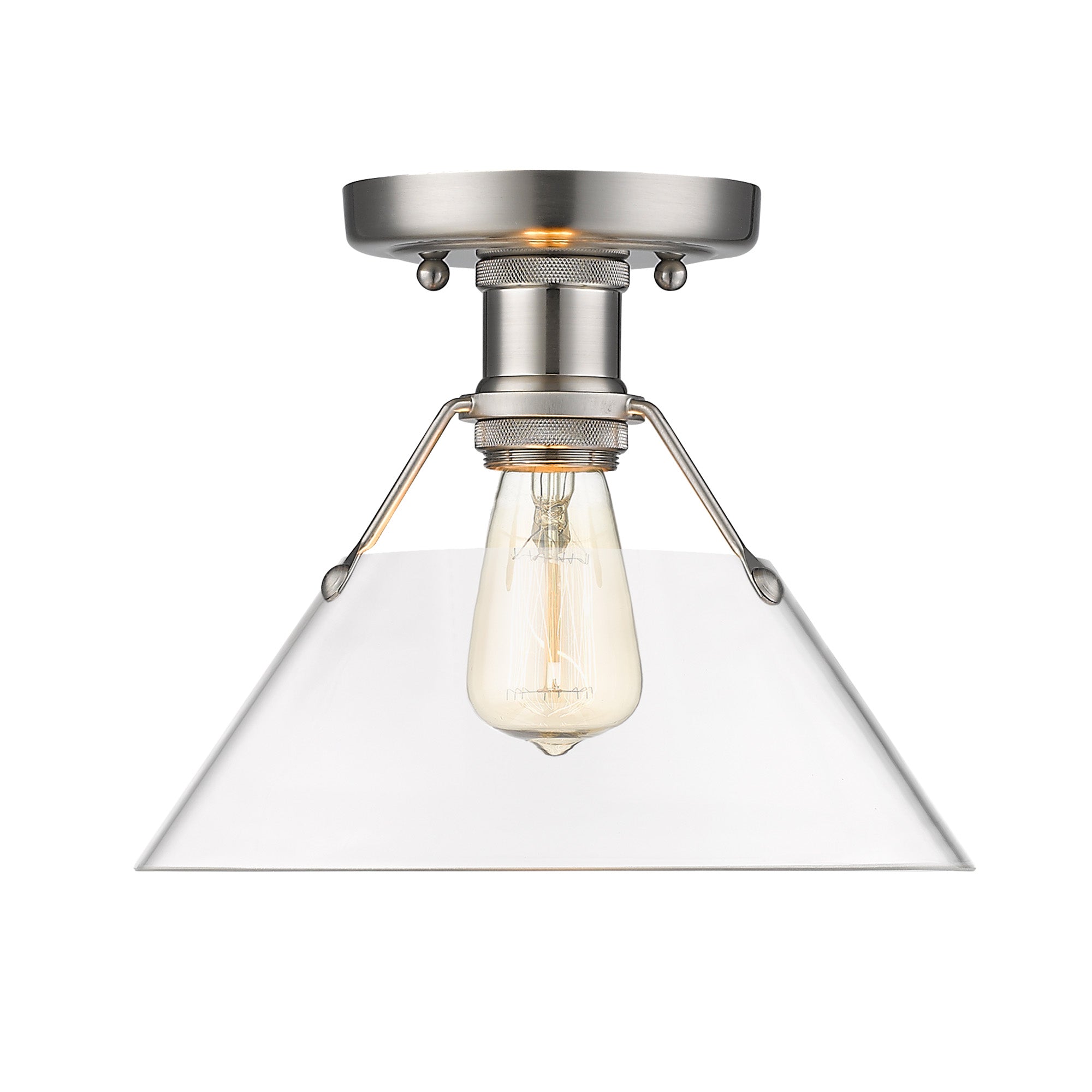 Orwell 1-Light Flush Mount in Pewter with Clear Glass - - Golden Lighting