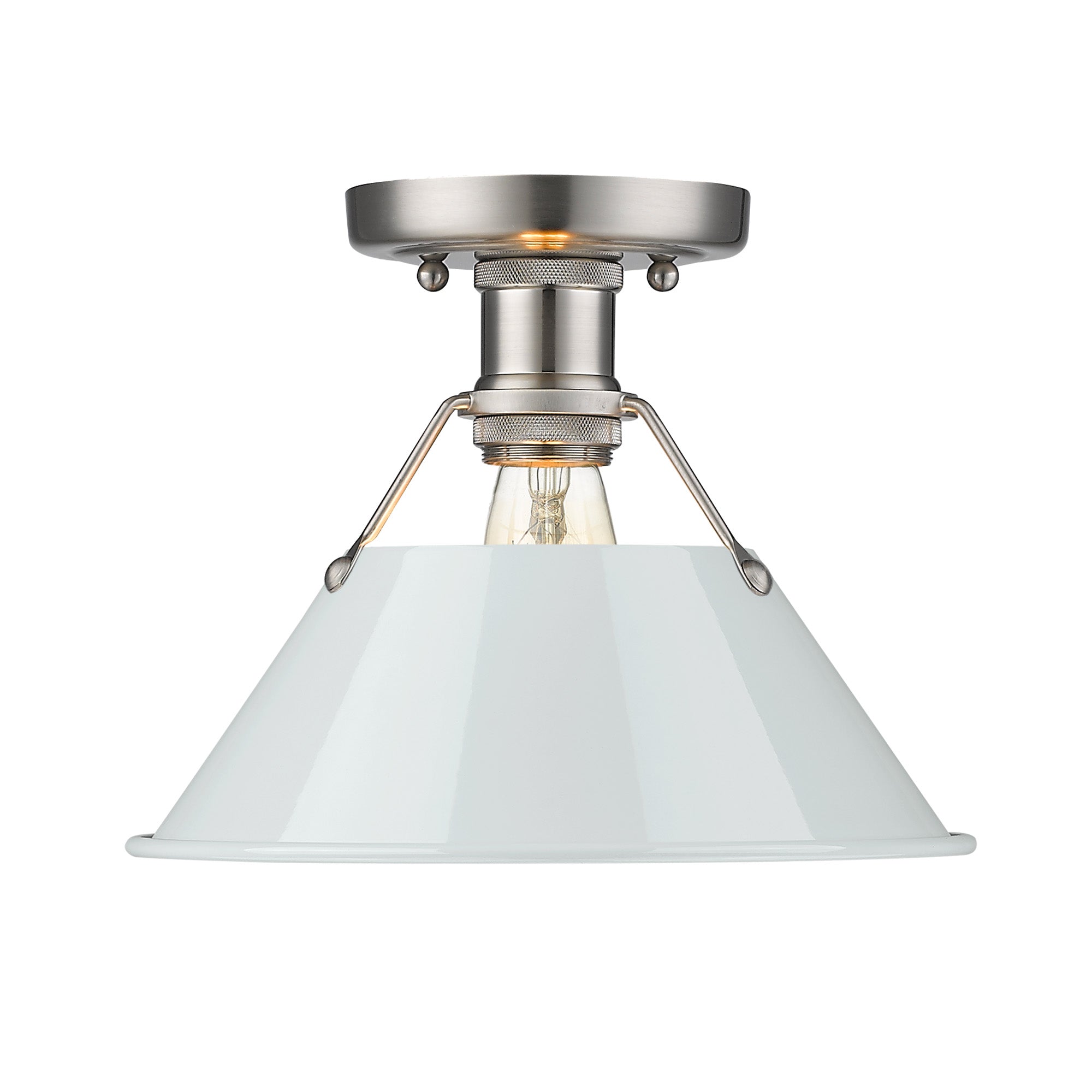 Orwell 1-Light Flush Mount in Pewter with Dusky Blue - - Golden Lighting