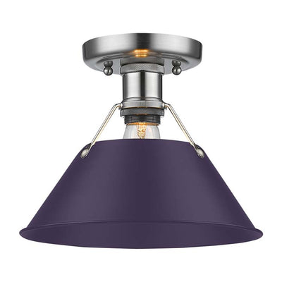 Yep by Golden Lighting Orwell 1-light Flush Mount in Pewter and Exotic Purple shade - Default Title - Golden Lighting