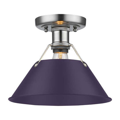 Yep by Golden Lighting Orwell 1-light Flush Mount in Pewter and Exotic Purple shade