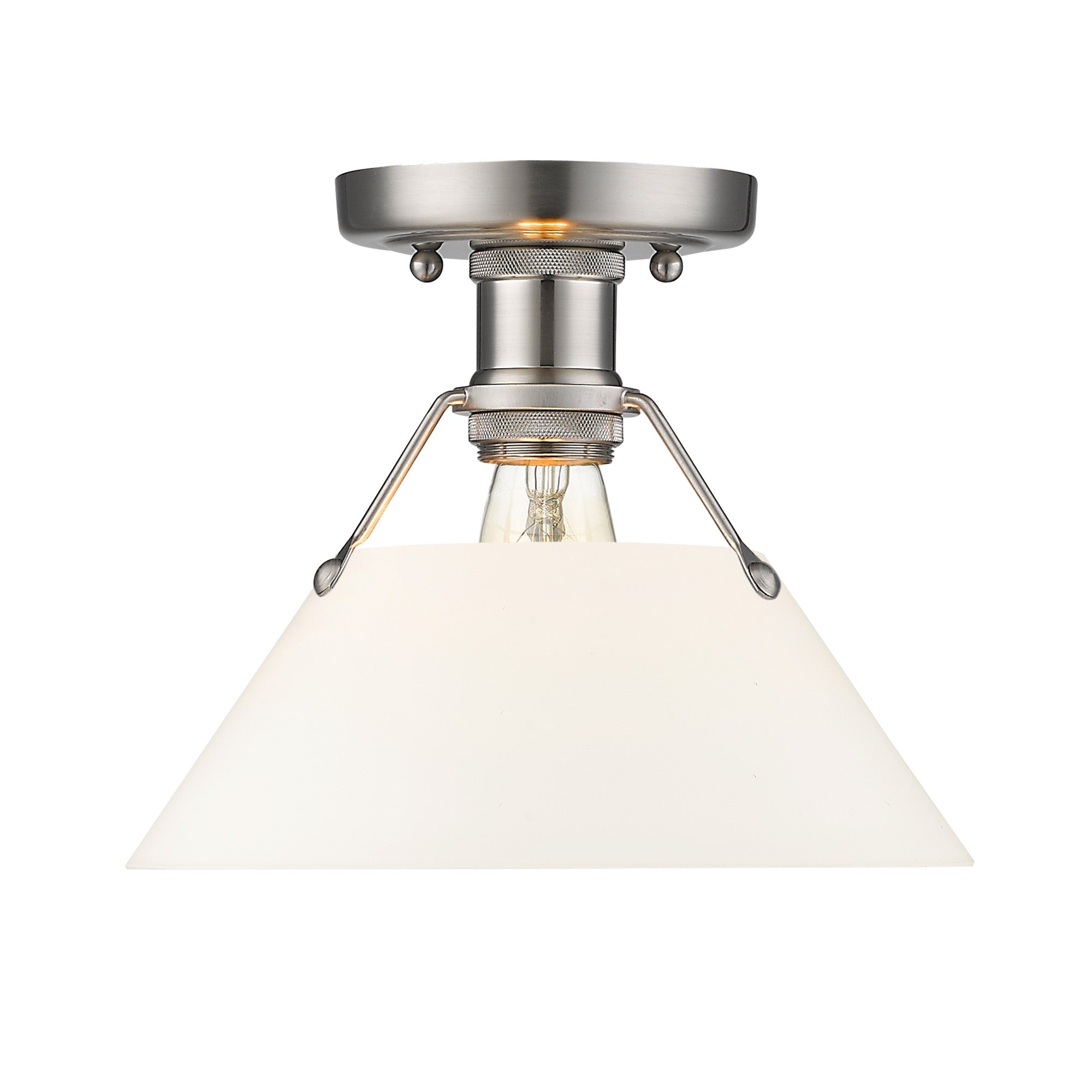 Orwell 1-Light Flush Mount in Pewter with Opal Glass - - Golden Lighting