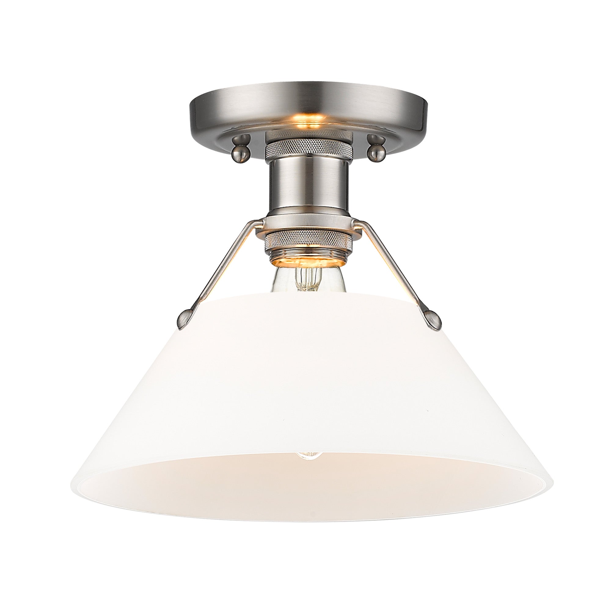 Orwell 1-Light Flush Mount in Pewter with Opal Glass - Default Title - Golden Lighting