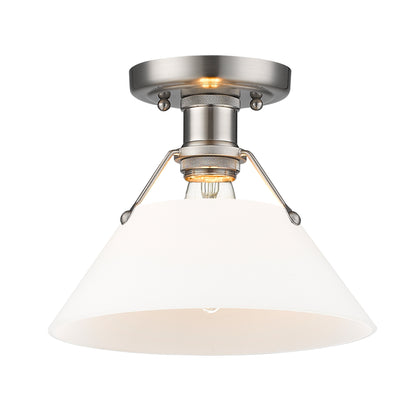 Orwell 1-Light Flush Mount in Pewter with Opal Glass - Default Title - Golden Lighting