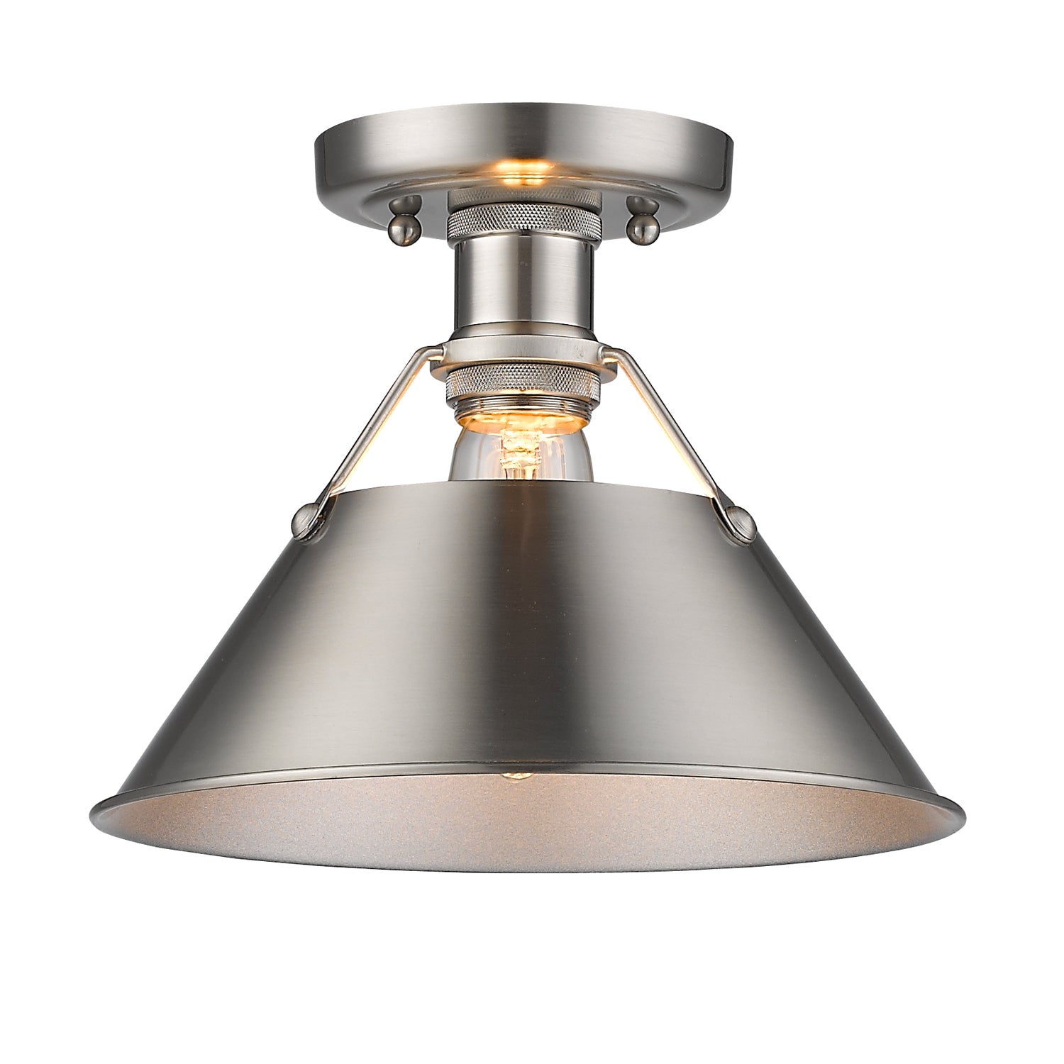 Orwell 1-Light Flush Mount in Pewter - Pewter / Pewter / Silver - Golden Lighting