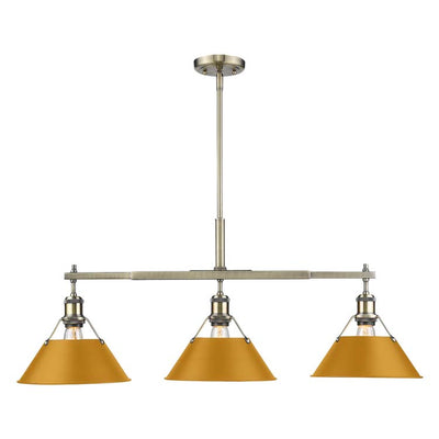 Yep by Golden Lighting Orwell 3-light Island Light in Aged Brass and Auric Yellow shade - - Golden Lighting