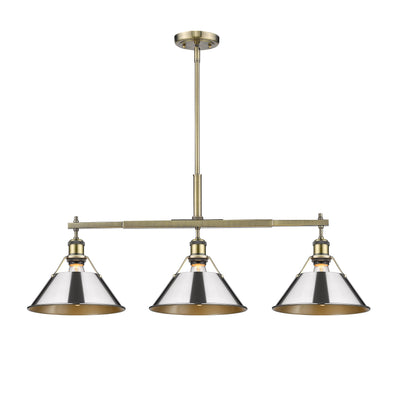 Yep by Golden Lighting Orwell 3-light Island Light in Aged Brass and Chrome shade - - Golden Lighting
