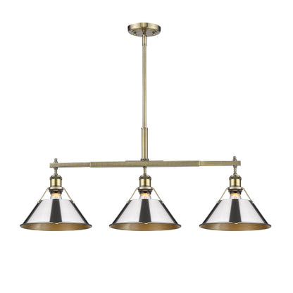 Yep by Golden Lighting Orwell 3-light Island Light in Aged Brass and Chrome shade - - Golden Lighting
