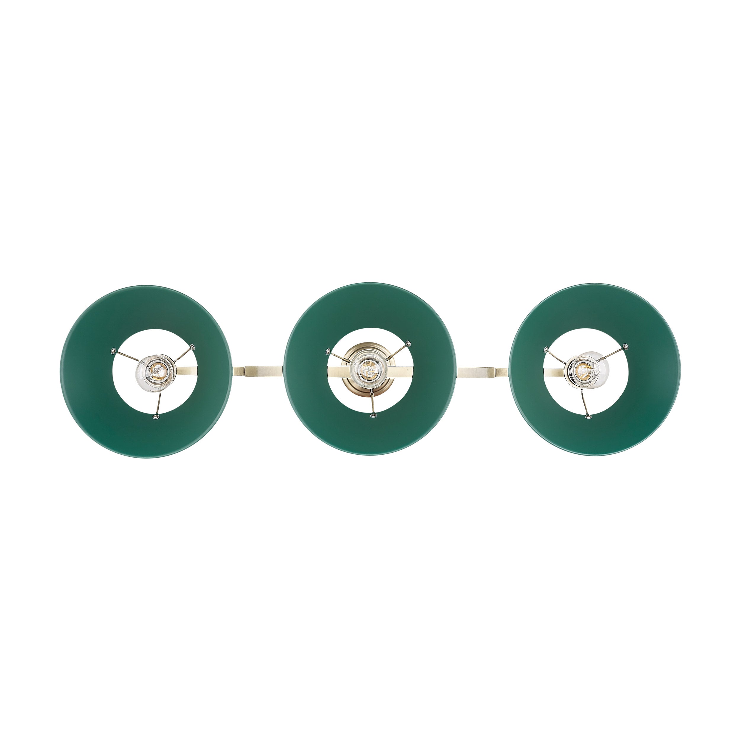 Yep by Golden Lighting Orwell 3-light Island Light in Aged Brass and Pine Green shade - - Golden Lighting