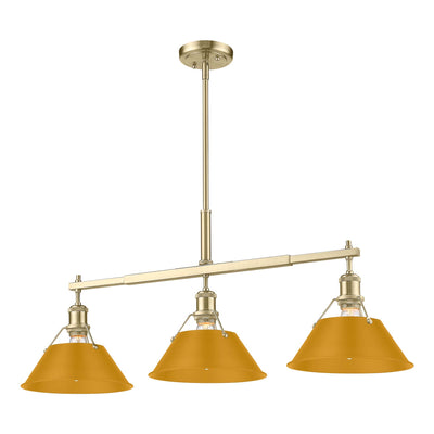 Yep by Golden Lighting Orwell 3-light Island Light in Brushed Champagne Brass and Auric Yellow shade - - Golden Lighting