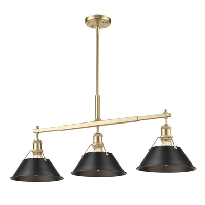 Yep by Golden Lighting Orwell 3-light Island Light in Brushed Champagne Brass and Matte Black shade - - Golden Lighting