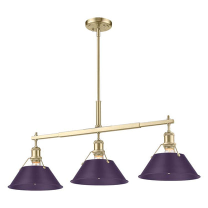 Yep by Golden Lighting Orwell 3-light Island Light in Brushed Champagne Brass and Exotic Purple shade - - Golden Lighting