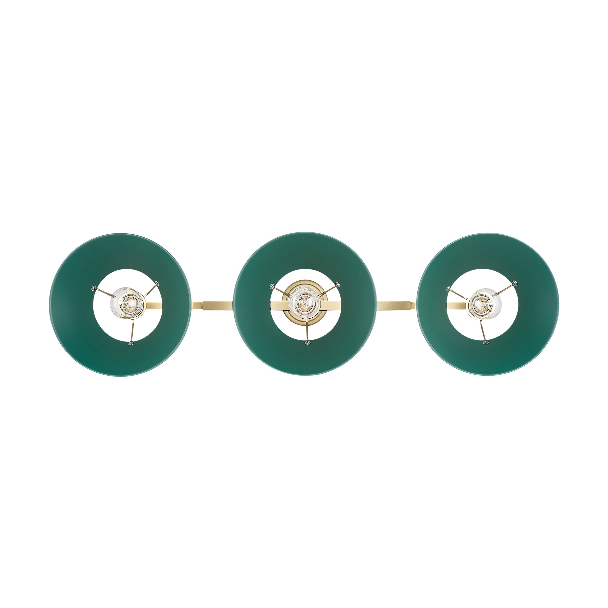 Yep by Golden Lighting Orwell 3-light Island Light in Brushed Champagne Brass and Pine Green shade - - Golden Lighting