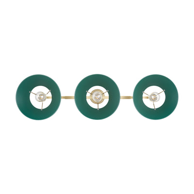Yep by Golden Lighting Orwell 3-light Island Light in Brushed Champagne Brass and Pine Green shade - - Golden Lighting