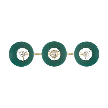 Yep by Golden Lighting Orwell 3-light Island Light in Brushed Champagne Brass and Pine Green shade - - Golden Lighting