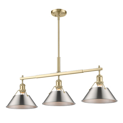 Yep by Golden Lighting Orwell 3-light Island Light in Brushed Champagne Brass and Pewter shade - - Golden Lighting