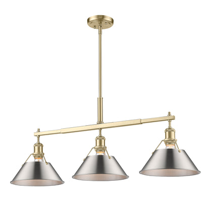 Yep by Golden Lighting Orwell 3-light Island Light in Brushed Champagne Brass and Pewter shade - - Golden Lighting