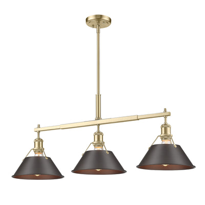 Yep by Golden Lighting Orwell 3-light Island Light in Brushed Champagne Brass and Rubbed Bronze shade - - Golden Lighting