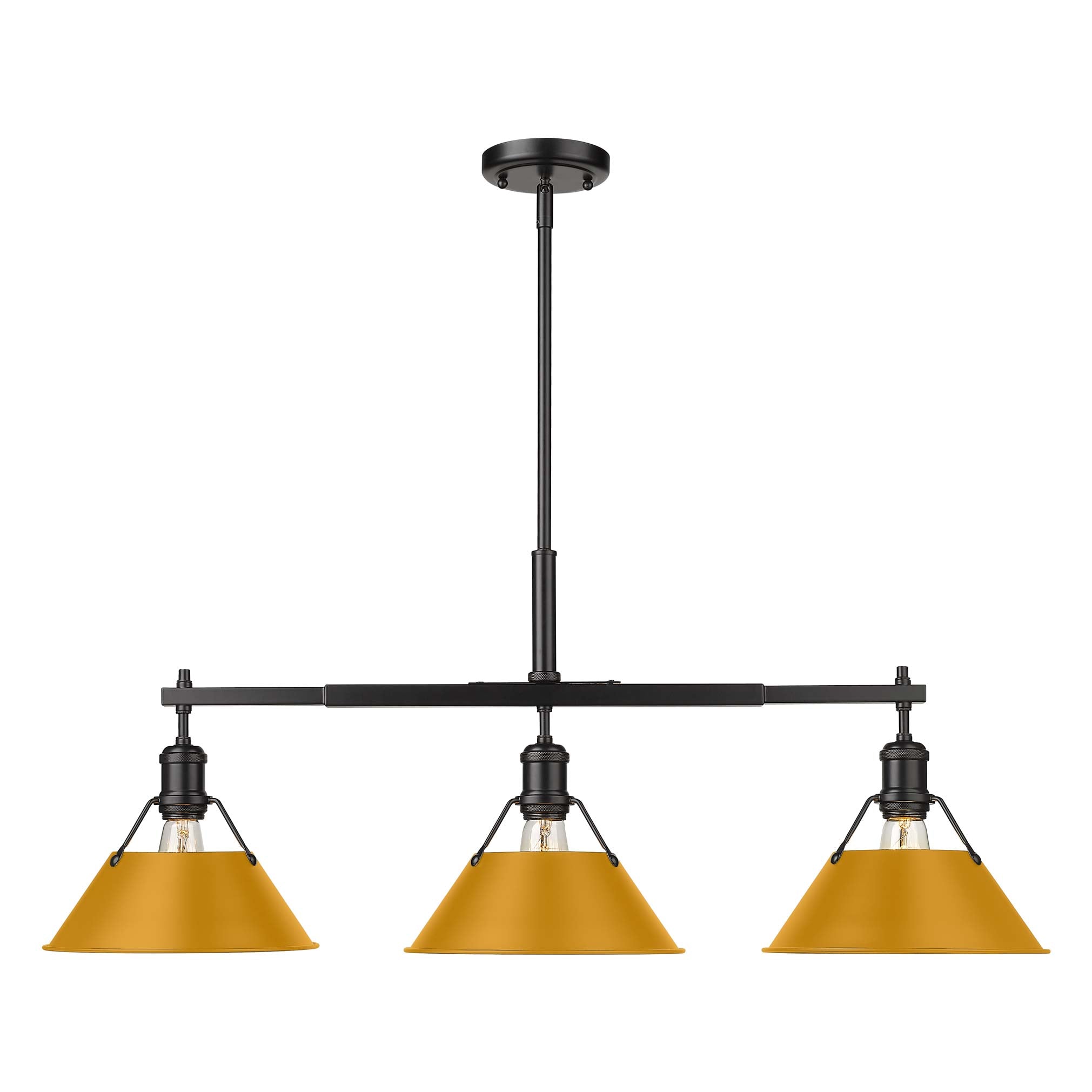 Yep by Golden Lighting Orwell 3-light Island Light in Matte Black and Auric Yellow shade - - Golden Lighting