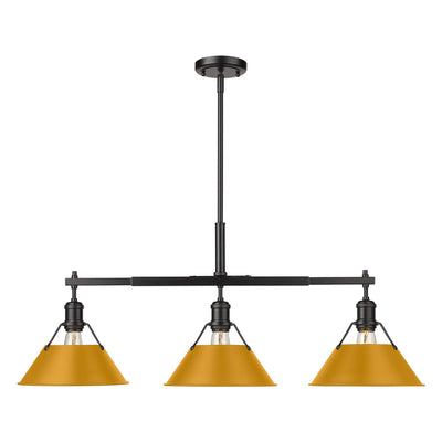 Yep by Golden Lighting Orwell 3-light Island Light in Matte Black and Auric Yellow shade - - Golden Lighting