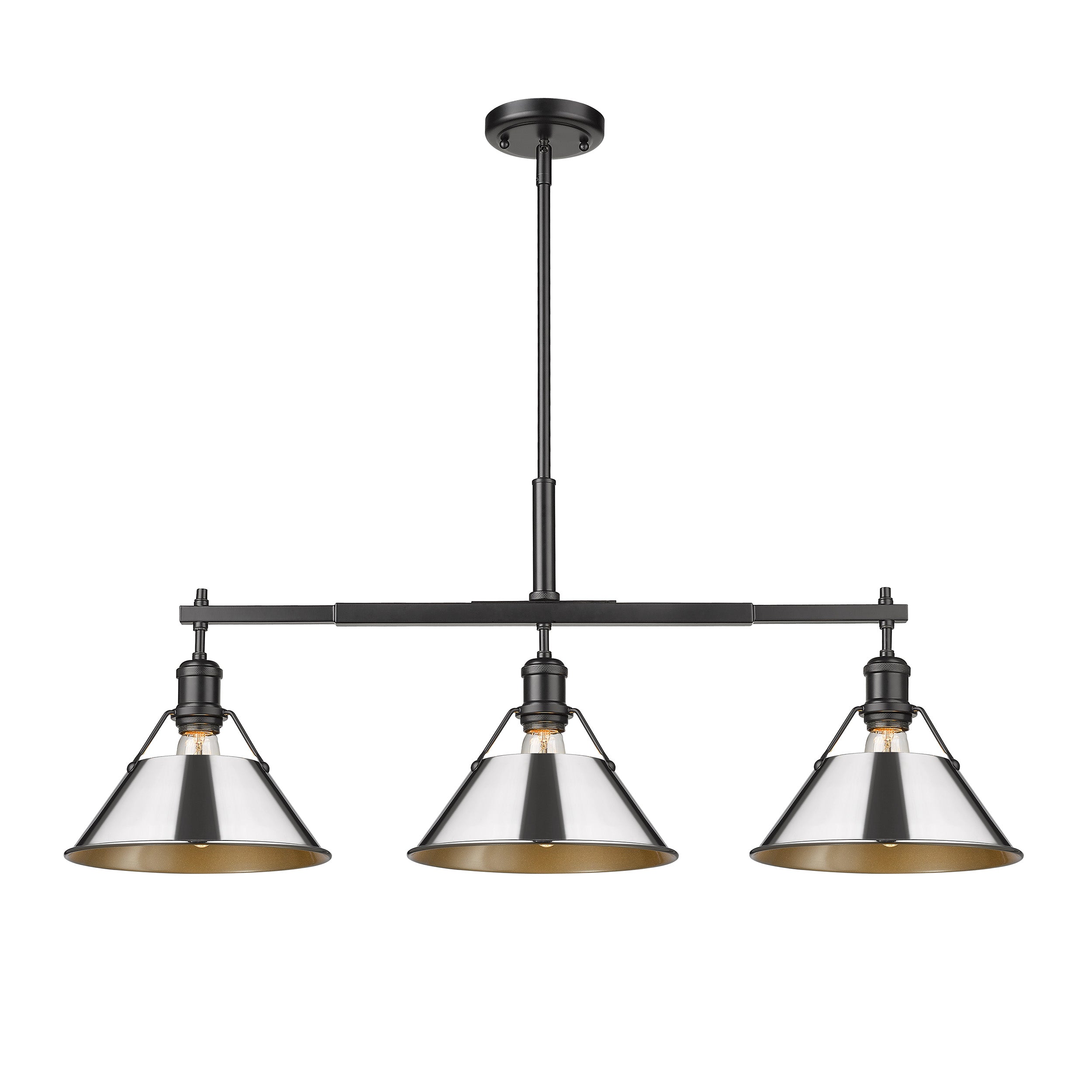 Yep by Golden Lighting Orwell 3-light Island Light in Matte Black and Chrome shade - - Golden Lighting