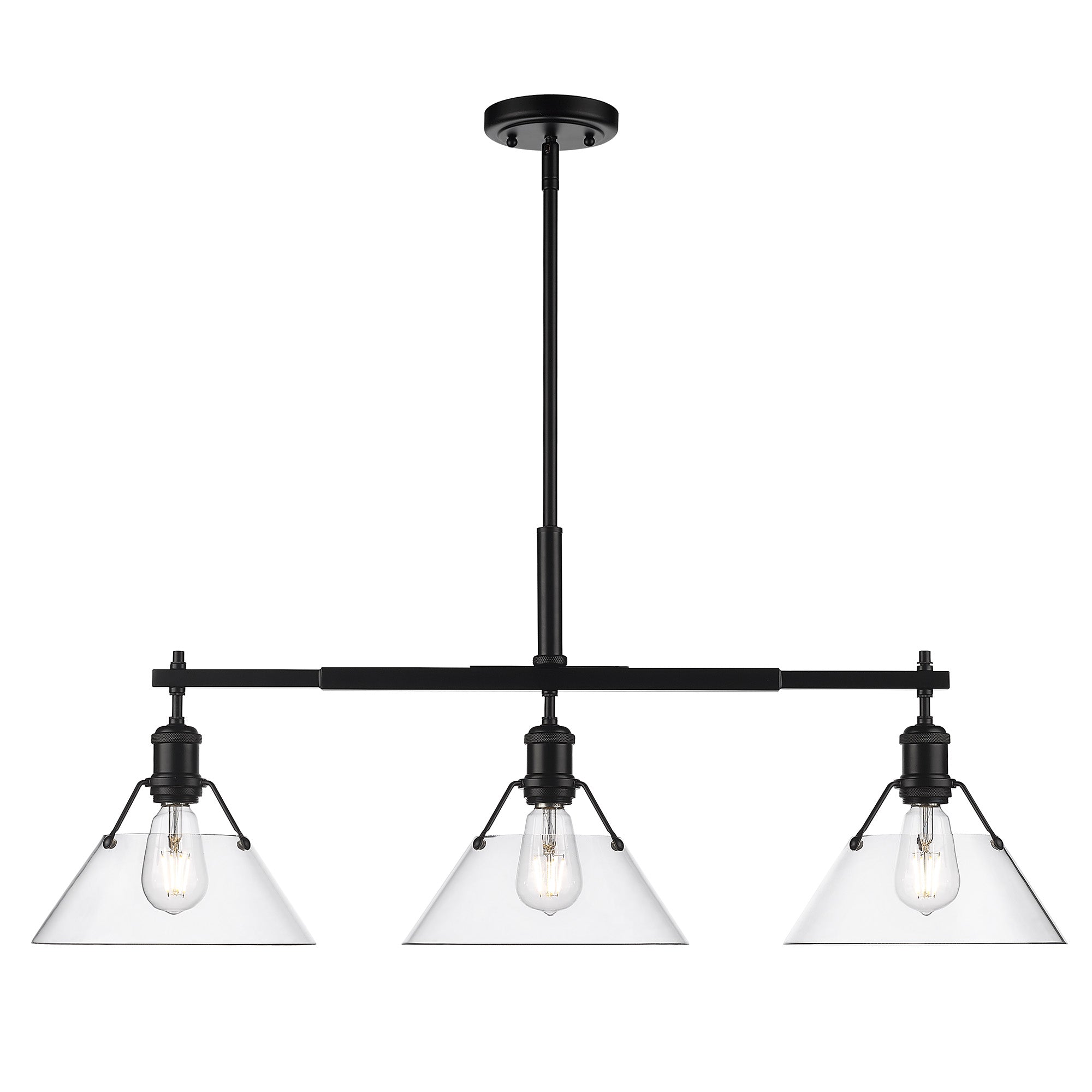 Yep by Golden Lighting Orwell 3-light Island Light in Matte Black and Clear Glass - - Golden Lighting