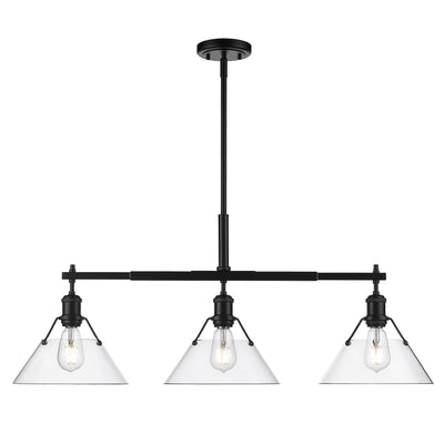 Yep by Golden Lighting Orwell 3-light Island Light in Matte Black and Clear Glass - - Golden Lighting