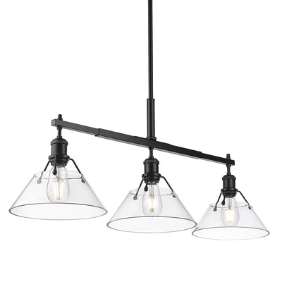 Yep by Golden Lighting Orwell 3-light Island Light in Matte Black and Clear Glass - - Golden Lighting