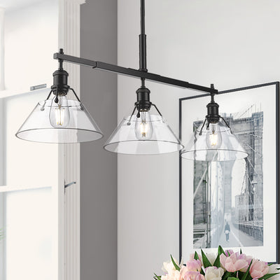 Yep by Golden Lighting Orwell 3-light Island Light in Matte Black and Clear Glass - - Golden Lighting