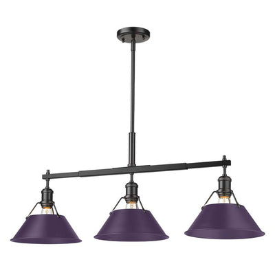 Yep by Golden Lighting Orwell 3-light Island Light in Matte Black and Exotic Purple shade - - Golden Lighting
