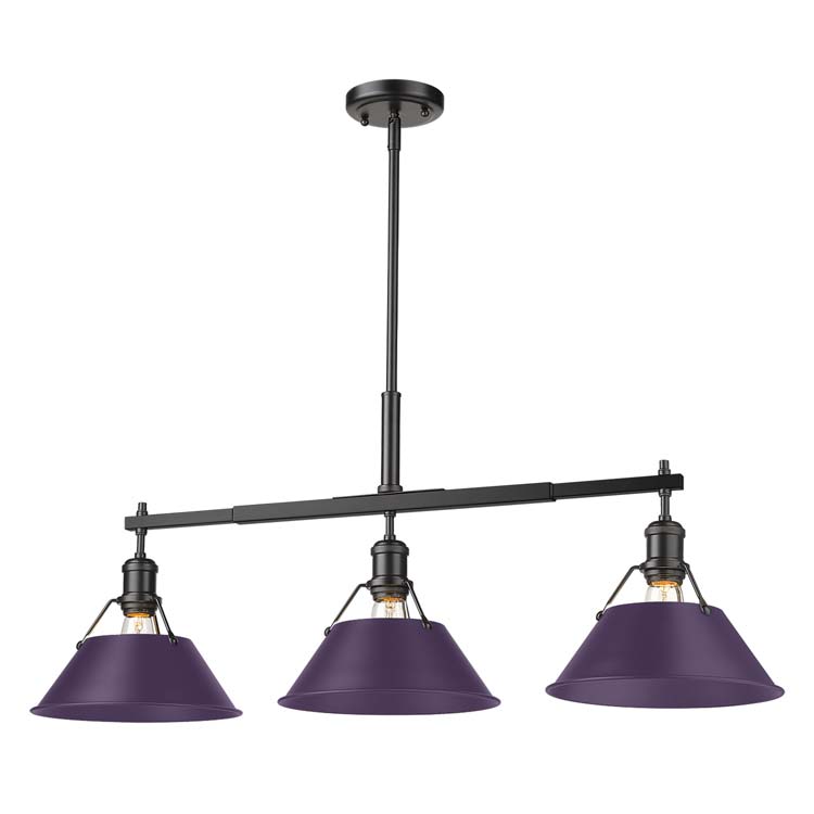 Yep by Golden Lighting Orwell 3-light Island Light in Matte Black and Exotic Purple shade - - Golden Lighting