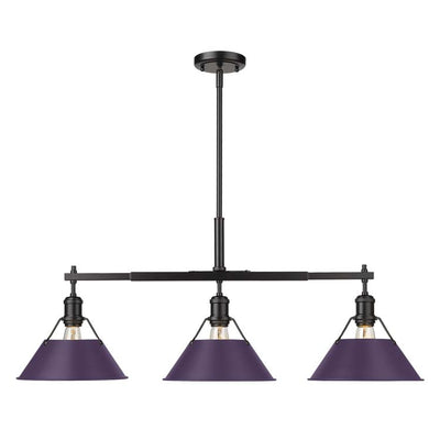 Yep by Golden Lighting Orwell 3-light Island Light in Matte Black and Exotic Purple shade - - Golden Lighting