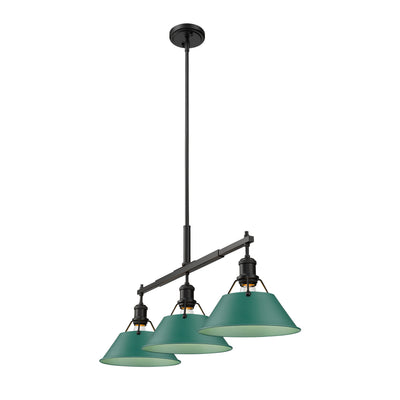 Yep by Golden Lighting Orwell 3-light Island Light in Matte Black and Pine Green shade - - Golden Lighting
