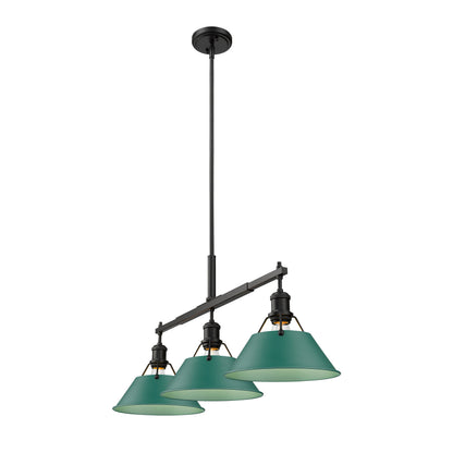Yep by Golden Lighting Orwell 3-light Island Light in Matte Black and Pine Green shade - - Golden Lighting
