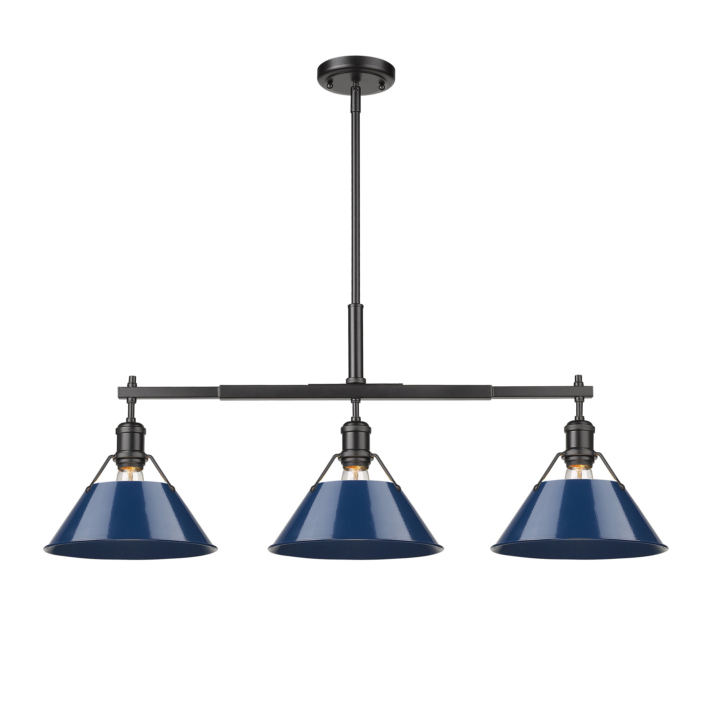 Yep by Golden Lighting Orwell 3-light Island Light in Matte Black and Navy Blue shade - - Golden Lighting