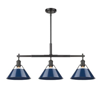 Yep by Golden Lighting Orwell 3-light Island Light in Matte Black and Navy Blue shade - - Golden Lighting