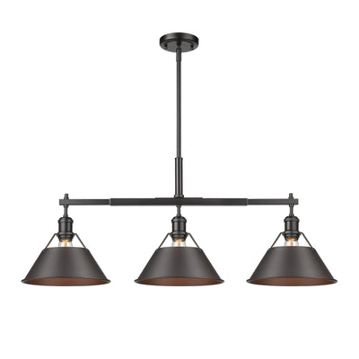 Yep by Golden Lighting Orwell 3-light Island Light in Matte Black and Rubbed Bronze shade - - Golden Lighting