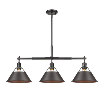 Yep by Golden Lighting Orwell 3-light Island Light in Matte Black and Rubbed Bronze shade - - Golden Lighting