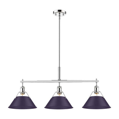 Yep by Golden Lighting Orwell 3-light Island Light in Chrome and Exotic Purple shade - - Golden Lighting