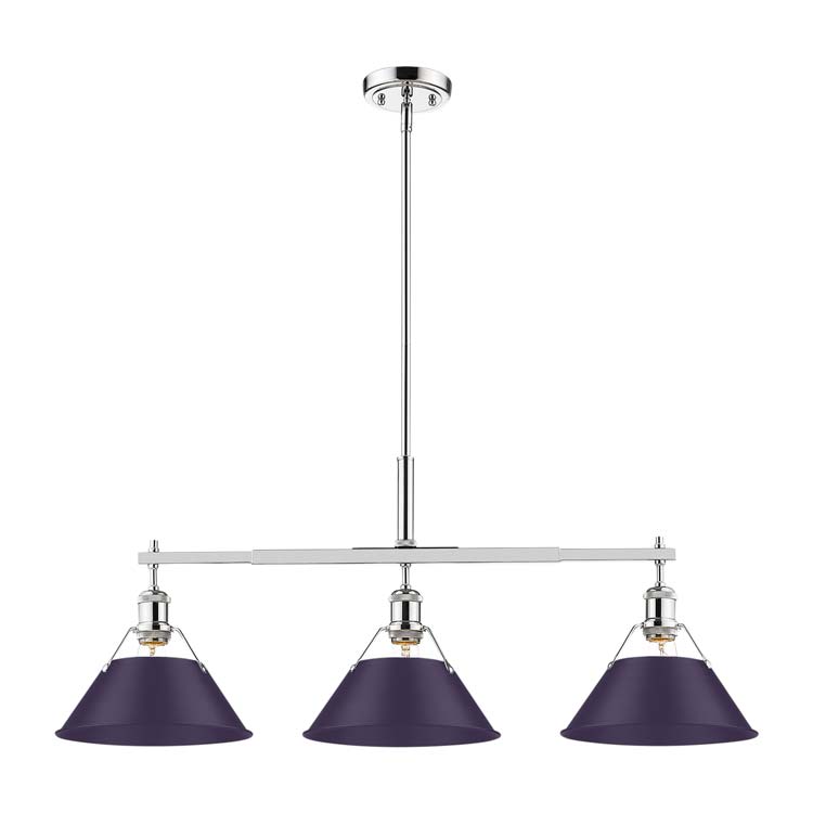 Yep by Golden Lighting Orwell 3-light Island Light in Chrome and Exotic Purple shade - - Golden Lighting