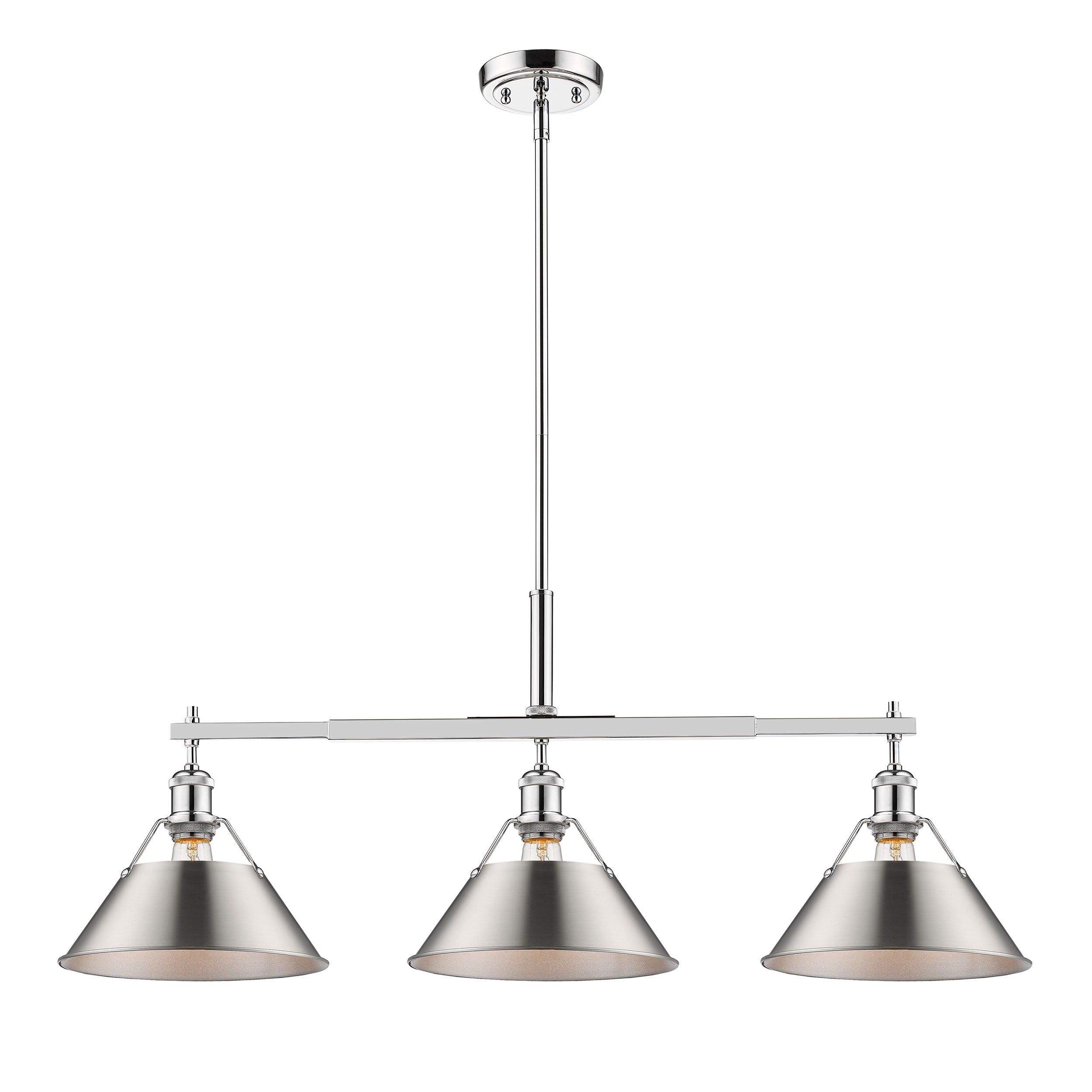 Yep by Golden Lighting Orwell 3-light Island Light in Chrome and Pewter shade - - Golden Lighting
