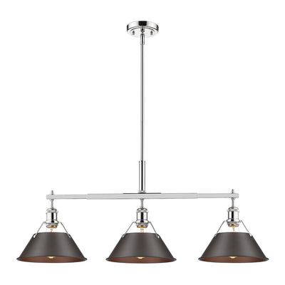 Yep by Golden Lighting Orwell 3-light Island Light in Chrome and Rubbed Bronze shade - - Golden Lighting