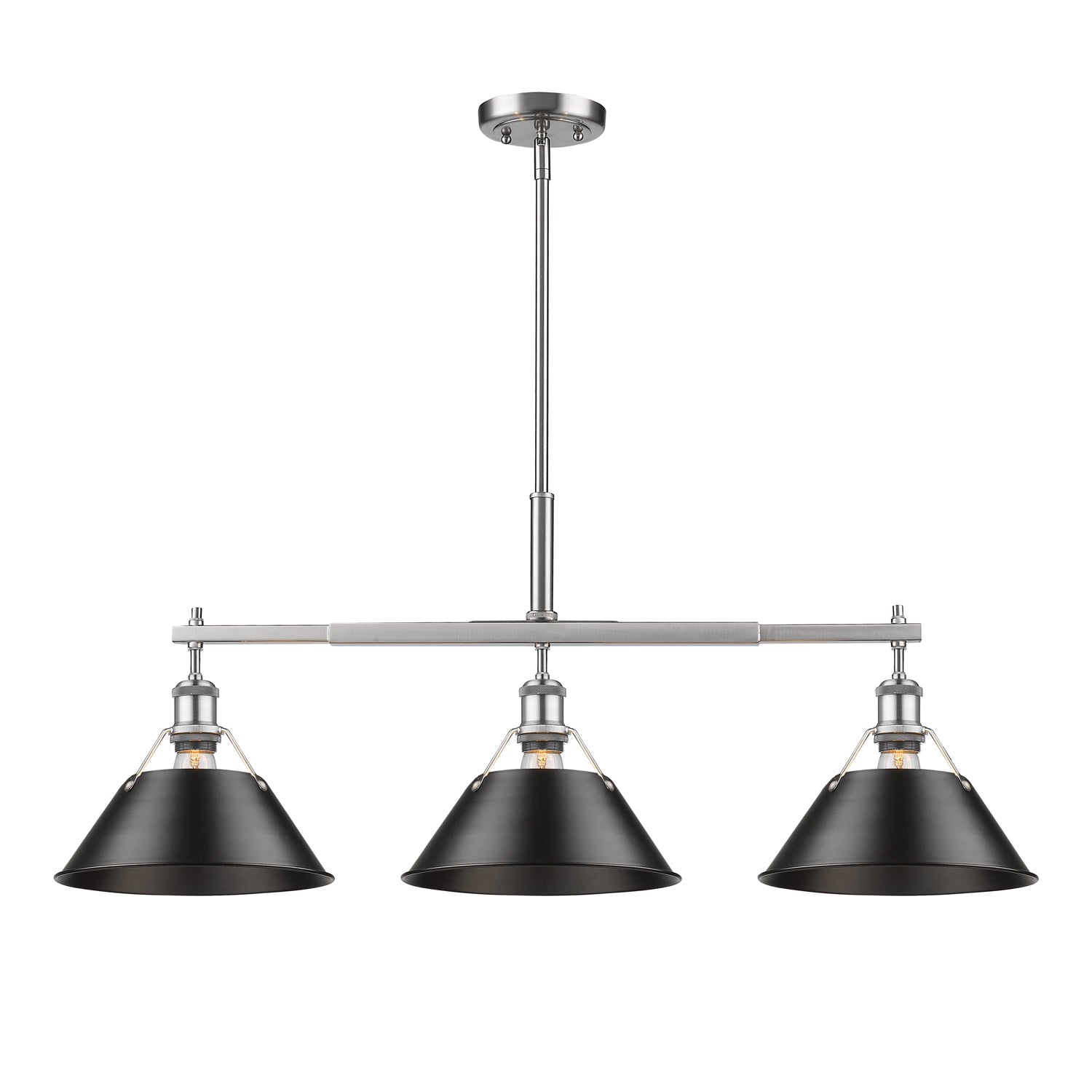 Yep by Golden Lighting Orwell 3-light Island Light in Pewter and Matte Black shade - - Golden Lighting