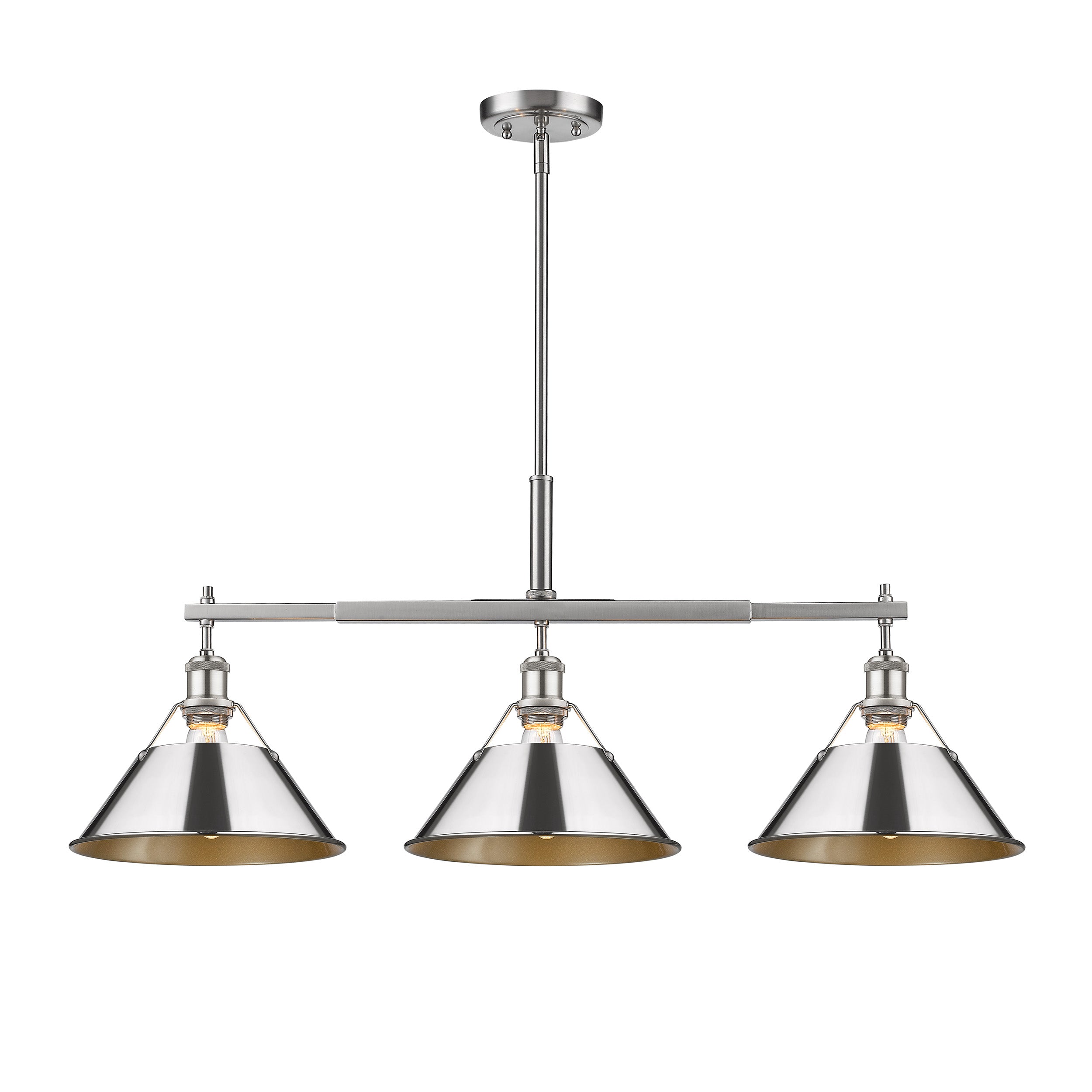 Yep by Golden Lighting Orwell 3-light Island Light in Pewter and Chrome shade - - Golden Lighting