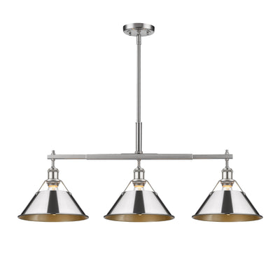 Yep by Golden Lighting Orwell 3-light Island Light in Pewter and Chrome shade - - Golden Lighting