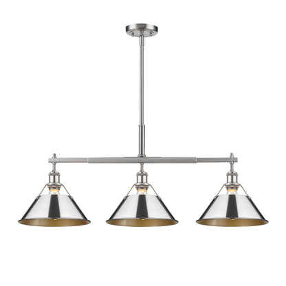 Yep by Golden Lighting Orwell 3-light Island Light in Pewter and Chrome shade - - Golden Lighting