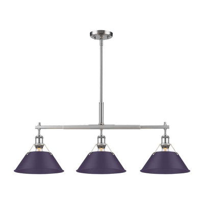 Yep by Golden Lighting Orwell 3-light Island Light in Pewter and Exotic Purple shade - - Golden Lighting